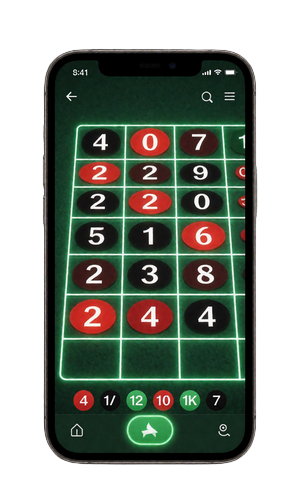 Smartphone mit Live Roulette Tisch-Interface auf dem Bildschirm f&uuml;r mobiles Live Casino bei WildRobin Casino
