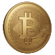 Goldene Bitcoin-M&uuml;nze mit BTC-Symbol im 3D-Render-Stil f&uuml;r WildRobin Casino Krypto-Zahlungen