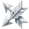 Silberner Pfeil mit Federschwung als WildRobin Casino VIP Silver-Tier-Badge