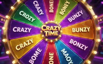Crazy Time buntes Bonusrad im Live Game-Show-Format bei WildRobin Casino